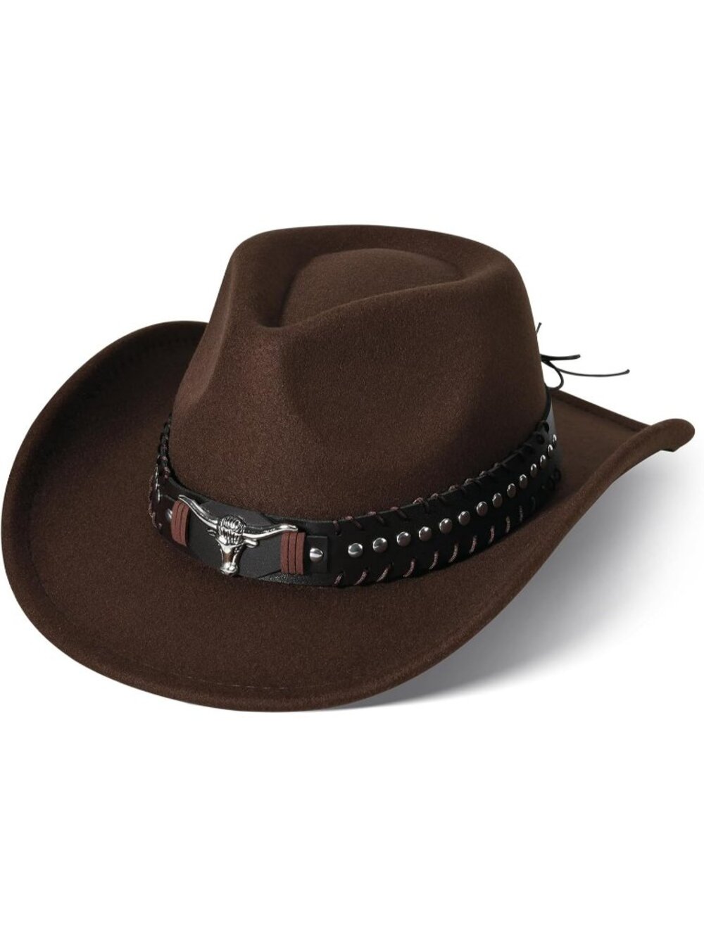 Women's Brown 3 Western Cowgirl Hats Felt Fedora Hat Chapeau Halloween Costume
